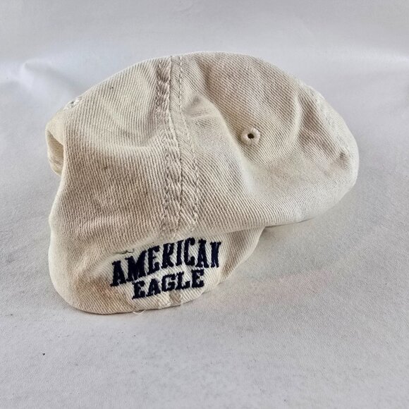 American Eagle Hat Men L/XL Beige AE Logo Distressed Baseball Nu Fit Y2K  Preppy - Picture 8 of 12
